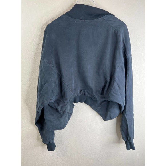 Young Fabulous and Broke Womens Open Front Jacket Tencel Fara XS Blue Zip Pocket - Picture 2 of 10